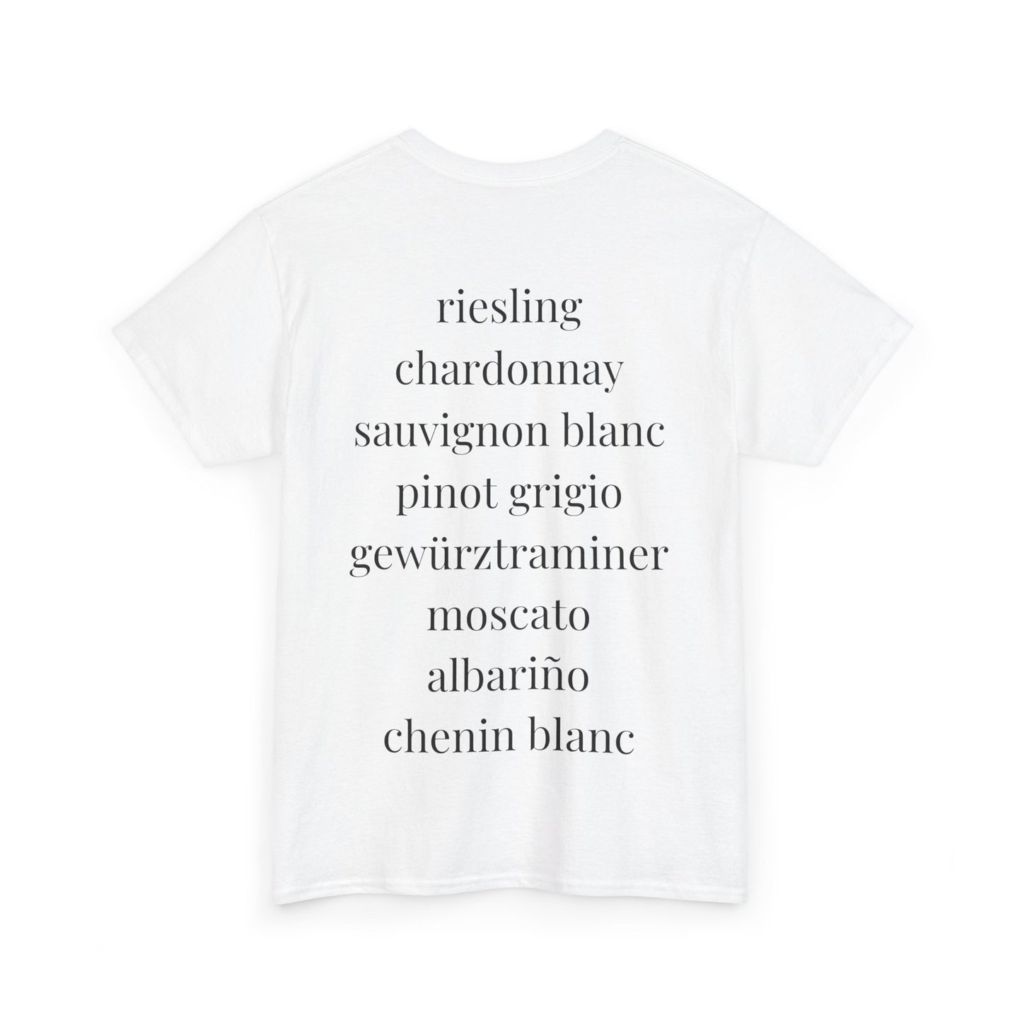 Unisex Heavy Cotton T-Shirt "White Wine Varieties" - Grand Wino